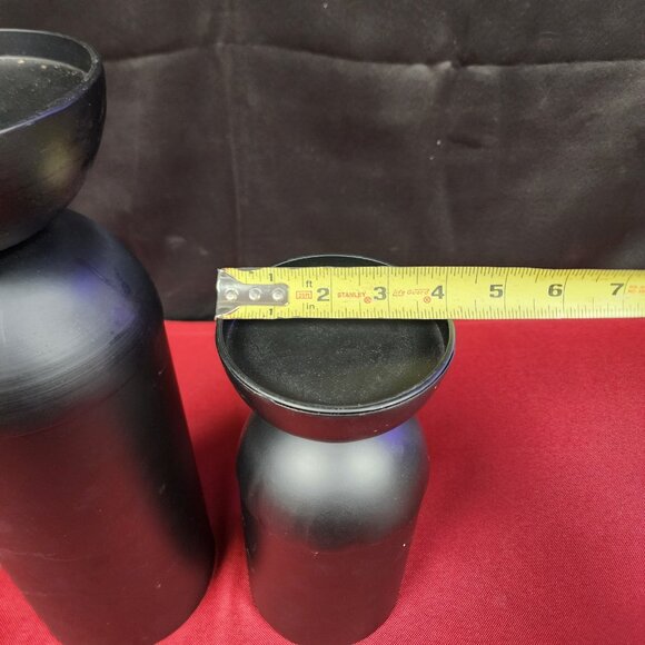 Set of 2 Candle Holders Metal Black - Picture 7 of 8